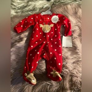 Carters Reindeer fleece onesie size newborn